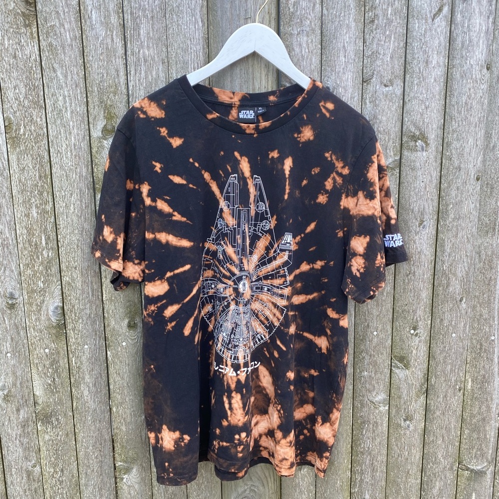 Bleach dyed Star Wars millennium falcon tee